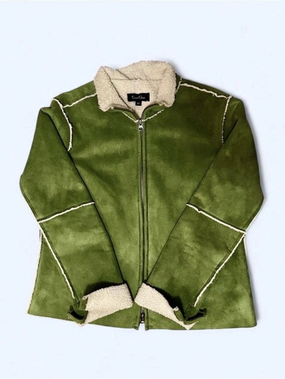 Vintage “True Grit” Made in USA Green Faux Shearling Sherpa Medium Measu Incl